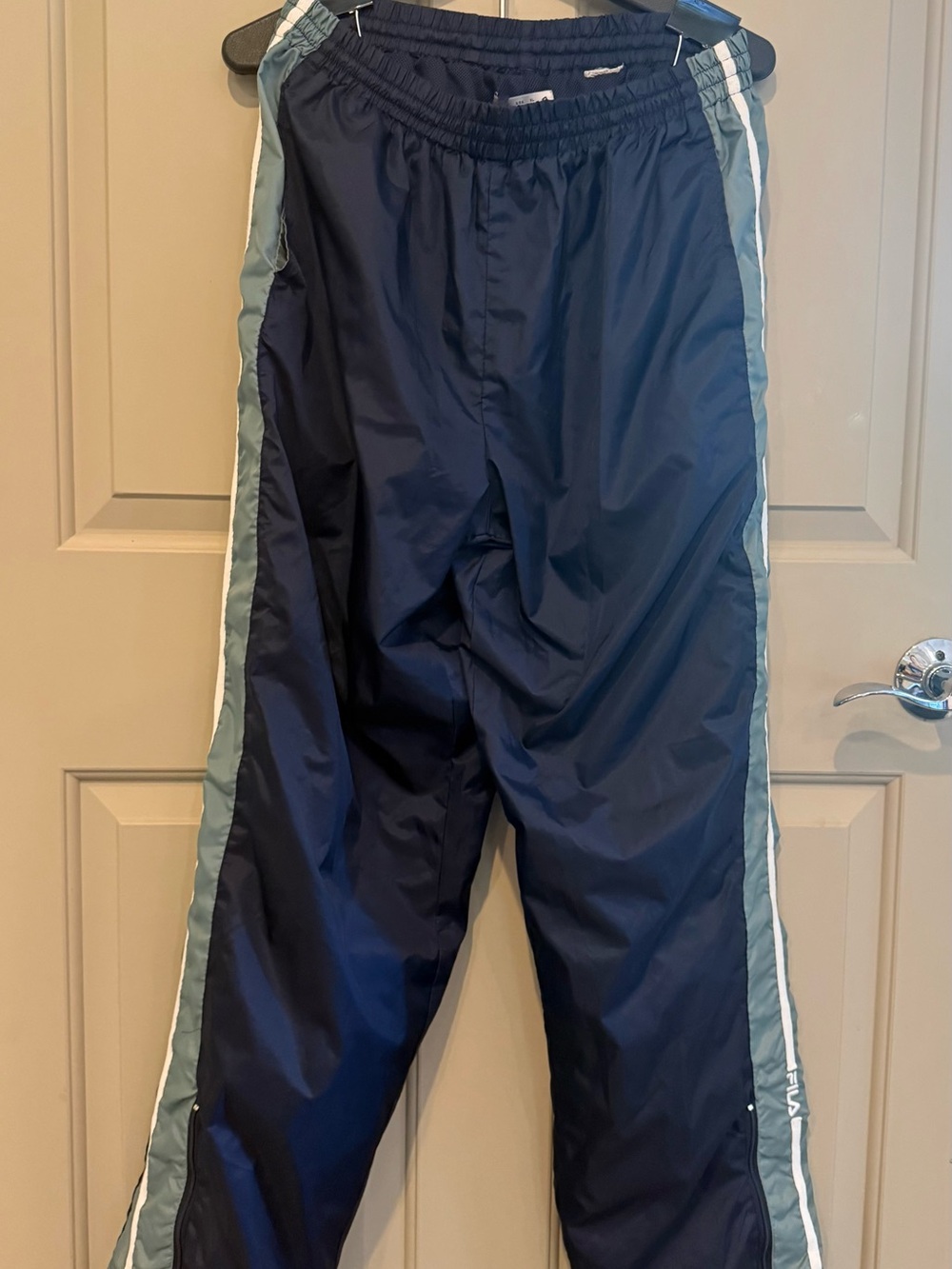 Vintage Fila Navy Track Pants with Light Blue Side Panels